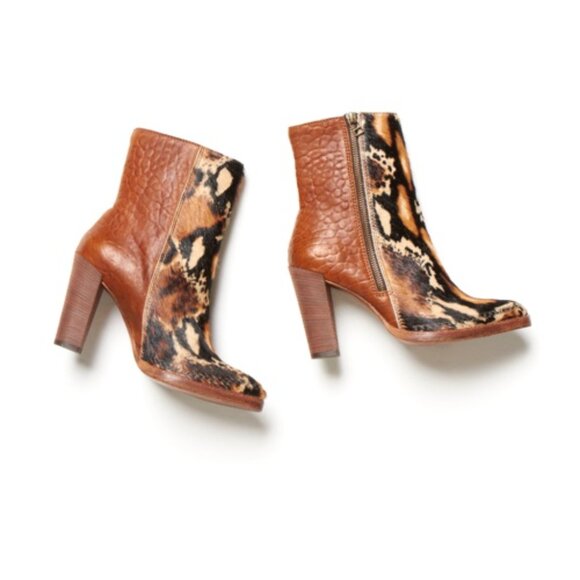 Free People Baroness Calf Hair Leather Leopard Print Booties in Brown 37 EUC - Picture 3 of 16